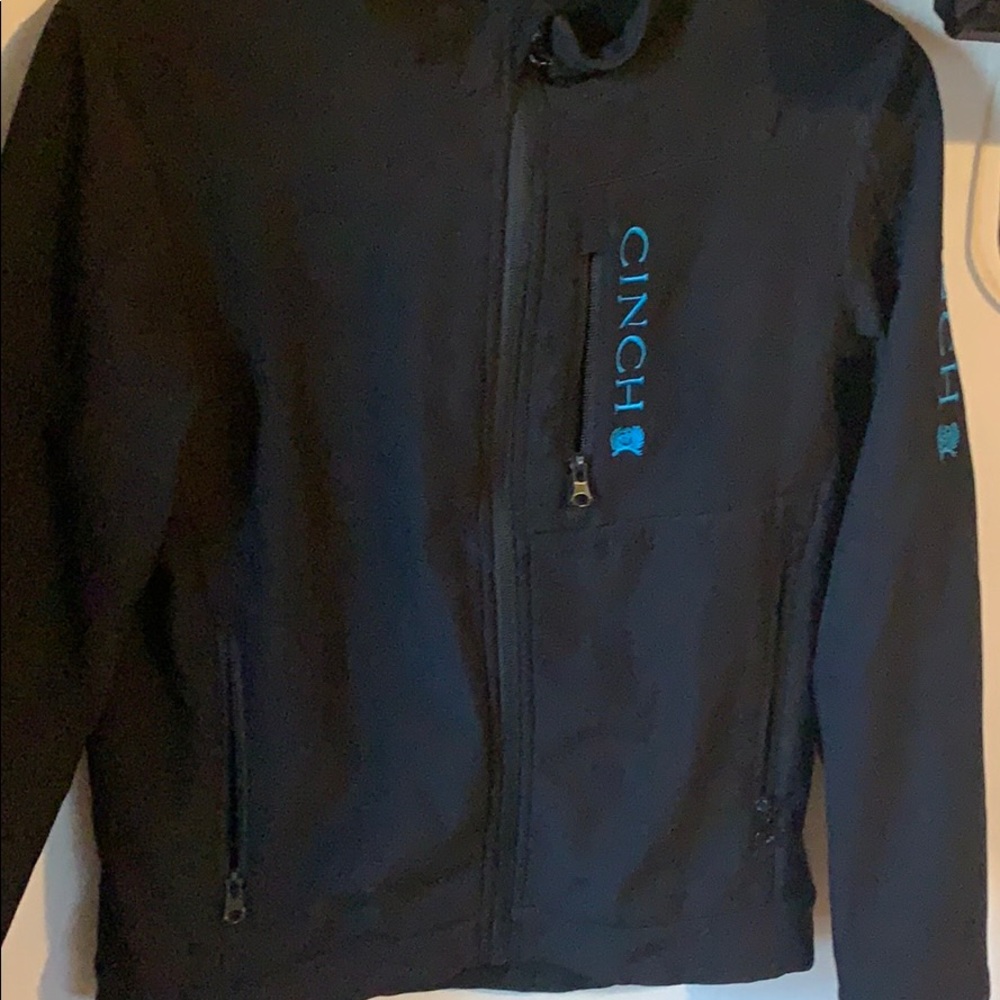Black Cinch Jacket with blue stiching